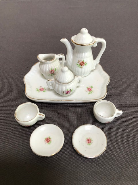Pink Rose Tea Set with Tray