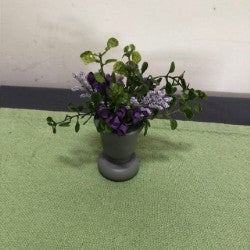 Purple Flowers in Wooden Urn