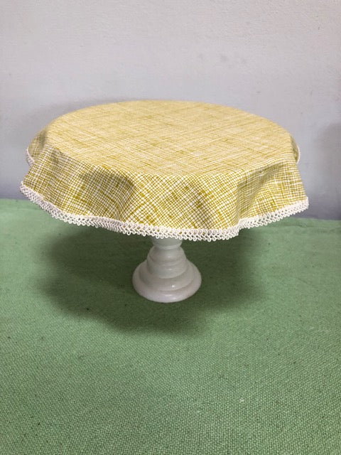 White Round Table with Spring green cloth