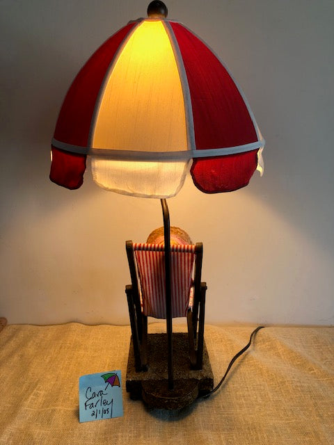 Vintage Beach Chair Lamp with Redressed Bathing Beauty