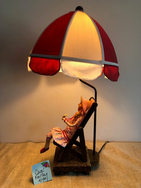 Vintage Beach Chair Lamp with Redressed Bathing Beauty