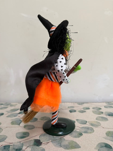 Redressed Black & White Broom Witch Girl