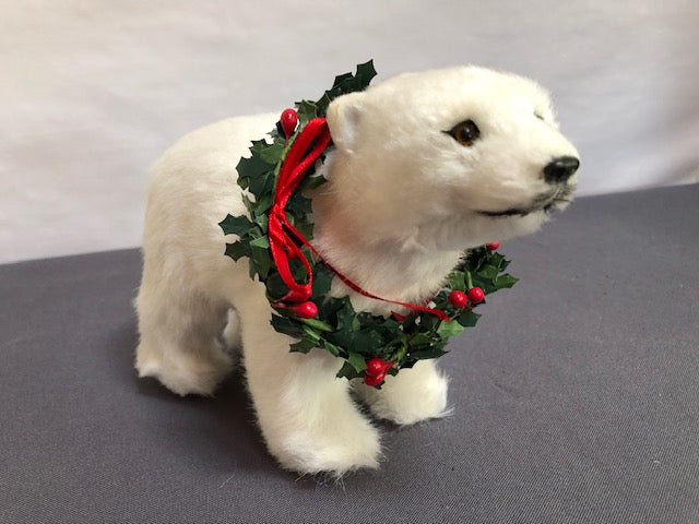 Polar Bear with Christmas Wreath