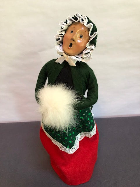 Lady with holly apron and white muff