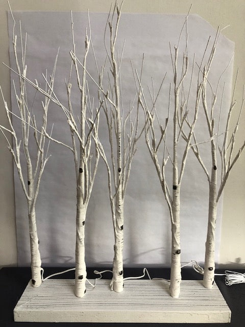 30" plug in white birch forest