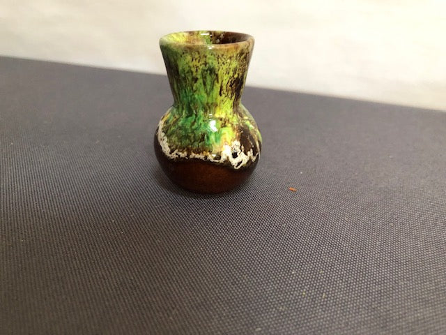 green & white glazed craft vase