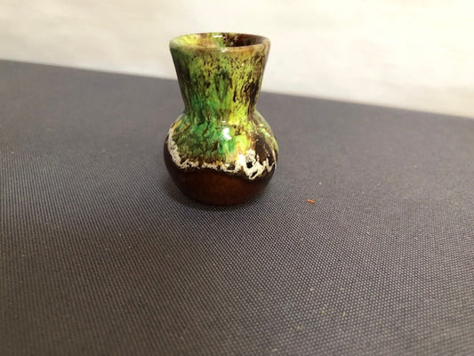 green & white glazed craft vase