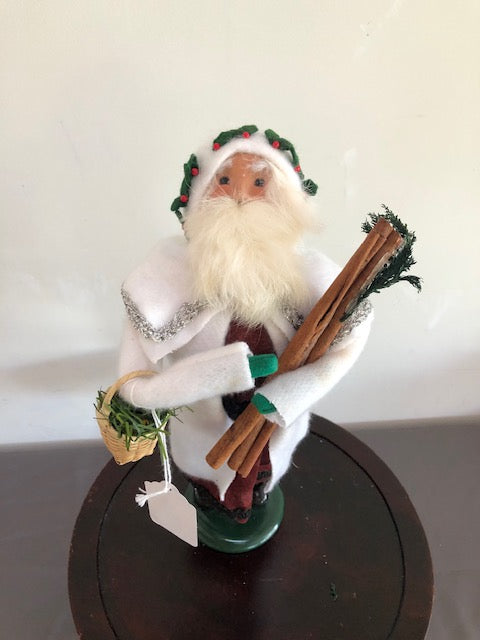 Santa in White with Basket & Sticks