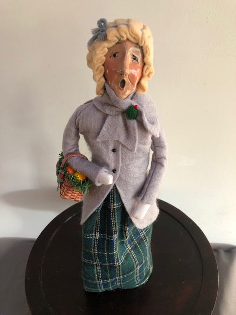 Grandma in Grey & Plaid with Basket