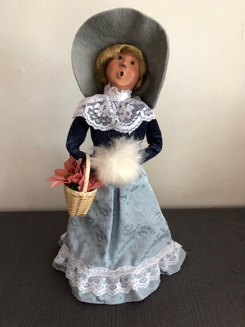 Victorian Woman in blue lace with basket