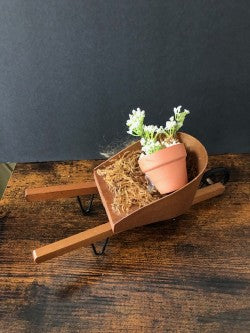 Byers wooden wheelbarrow with flowerpot