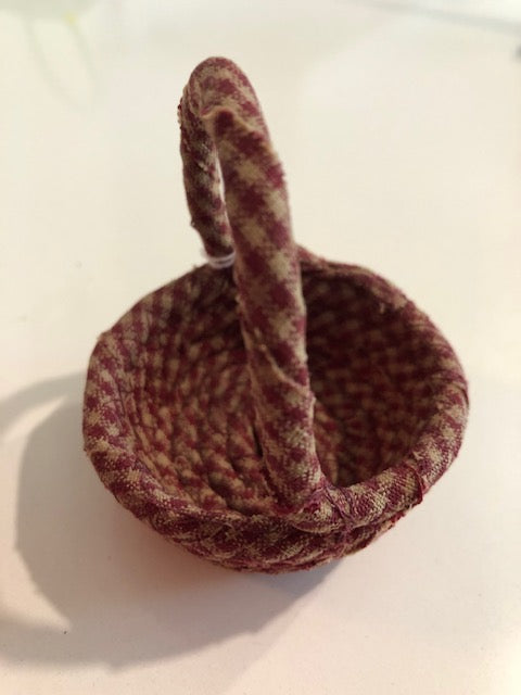 red plaid fabric woven basket