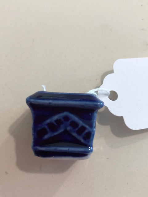 Small Blue Ceramic Square Planter