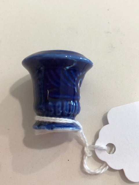 Small Tall Blue Ceramic Planter