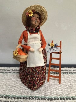 Redressed Pumpkin Lady with Fence Sign