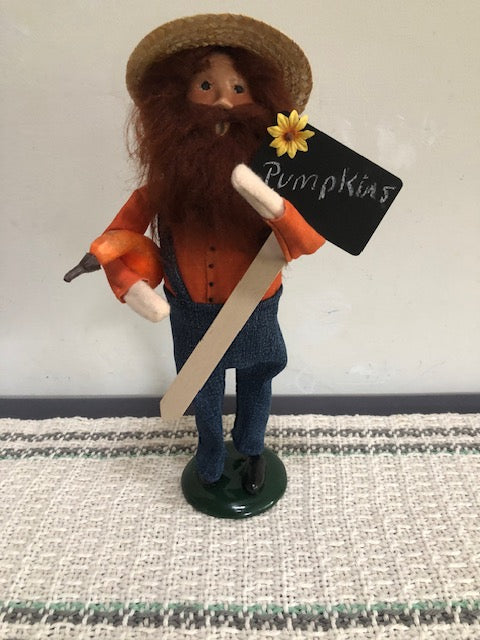 Redressed Pumpkin Man with sign